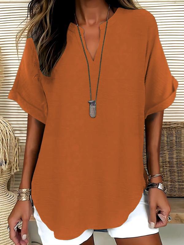 Xalina | Soft-Touch Notched-Neck Blouse