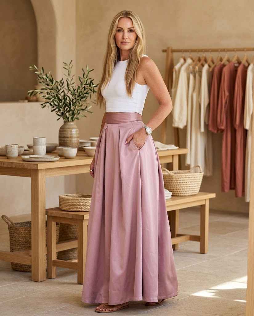 Isadora Women?s High-Waisted A-Line Maxi Skirt