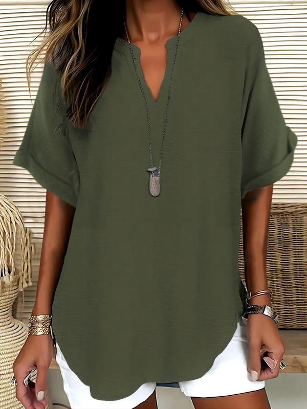 Xalina | Soft-Touch Notched-Neck Blouse