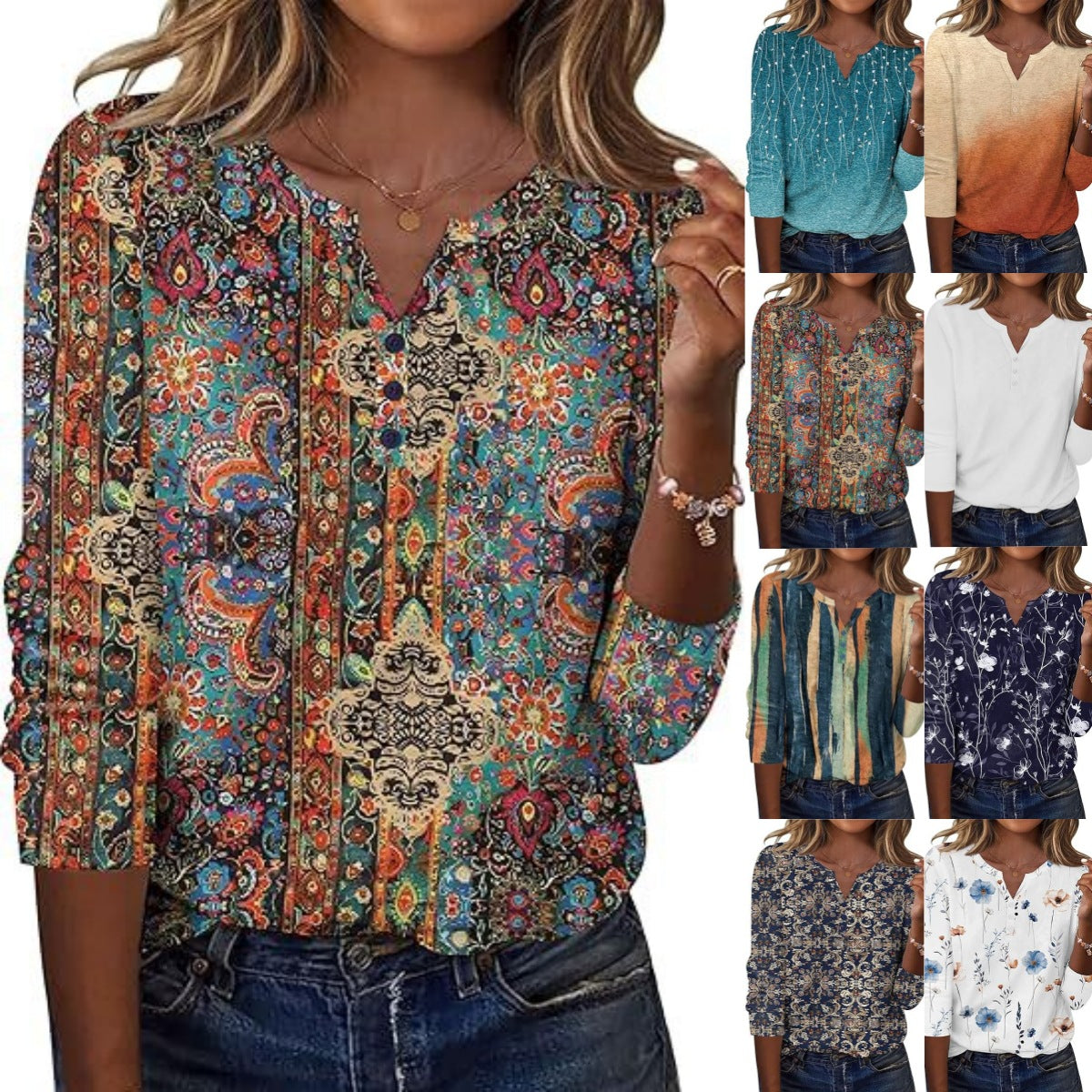 Mira | Colorful Geometric Print Shirt