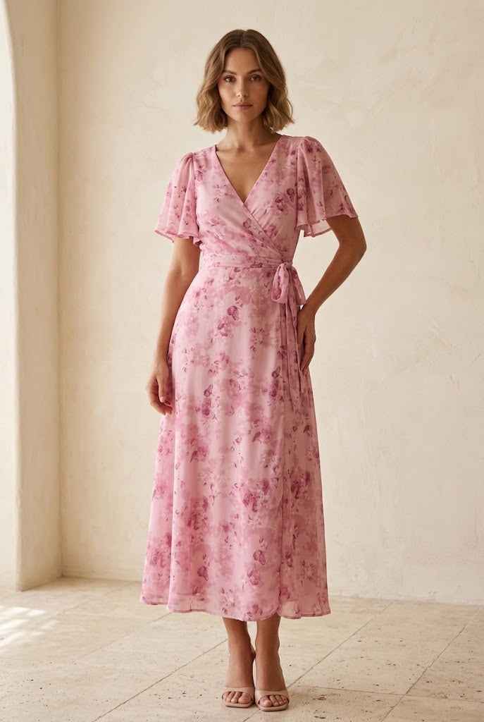 Vaelis | Flutter Sleeve Midi Dress