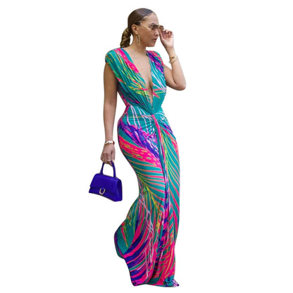 Zarela | Sleeveless Abstract Print Maxi Dress