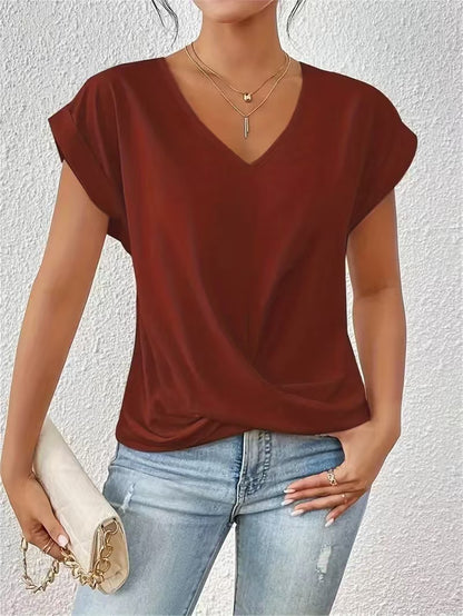 Tirenne | Fluid Draped V-Neck Blouse