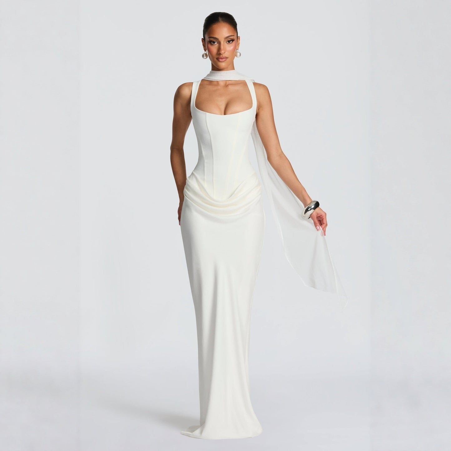 Sigler | Sleeveless Cowl Neck Fitted Maxi Dress