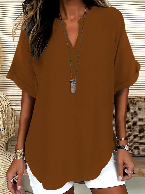 Xalina | Soft-Touch Notched-Neck Blouse