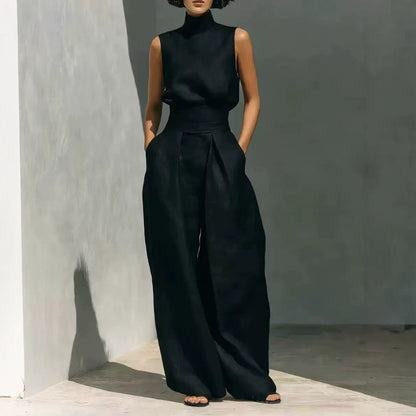 Maria | Complete With Tank Top And Wide-Leg Cotton And Linen Minimalist Outfit