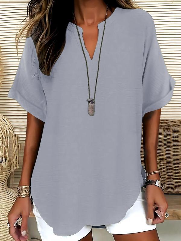 Xalina | Soft-Touch Notched-Neck Blouse