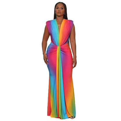 Zarela | Sleeveless Abstract Print Maxi Dress