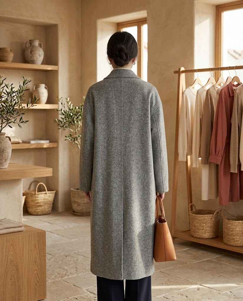 Women's Double-breasted Long Wool Coat