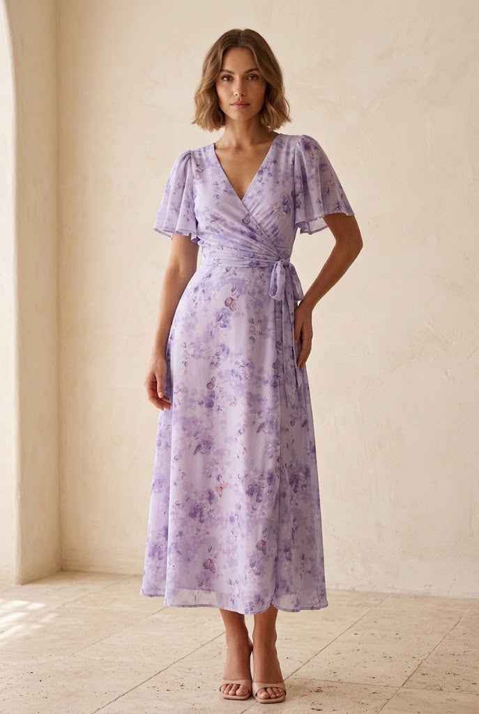 Vaelis | Flutter Sleeve Midi Dress