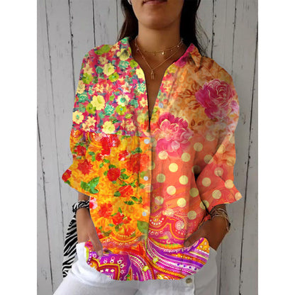 Retro Hand-Painted Watercolor Cat Print Shirt and Pants Set