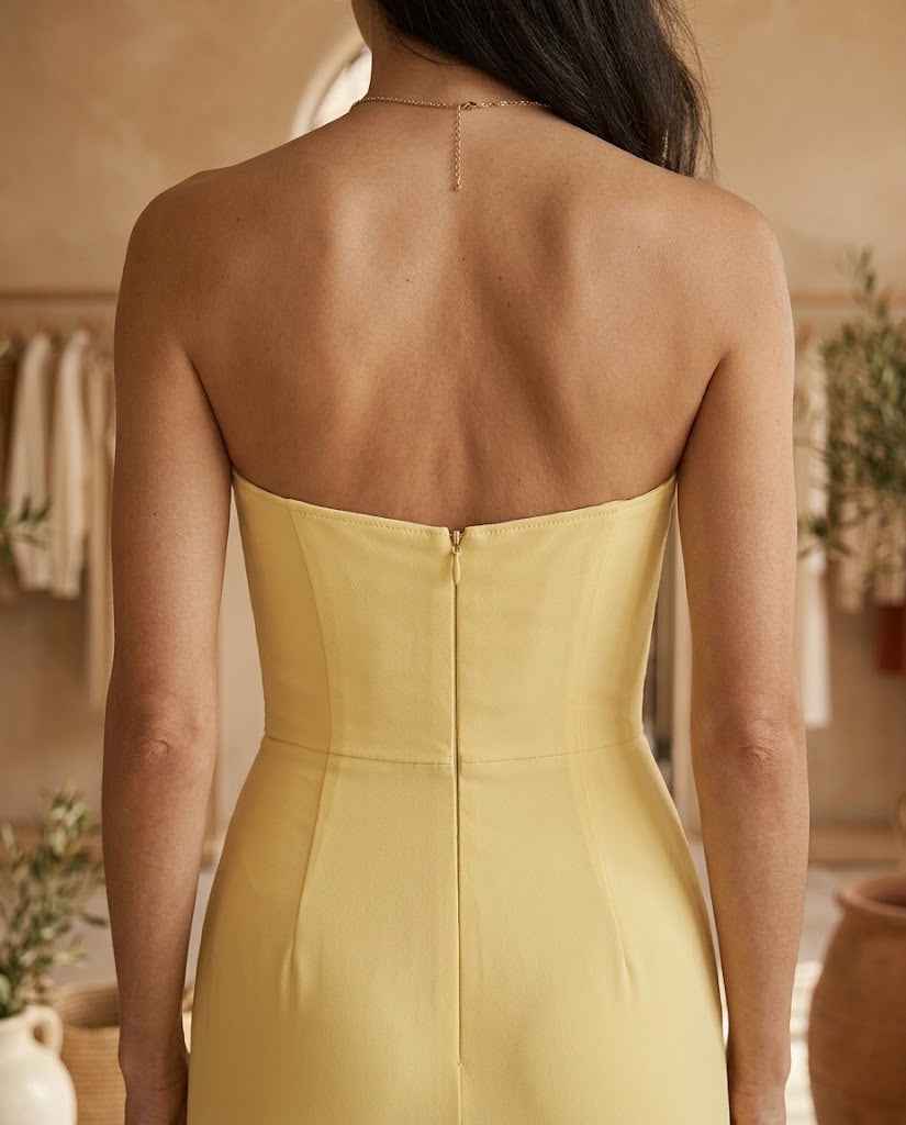 Ishra | Strapless High Side Slit Maxi Dress