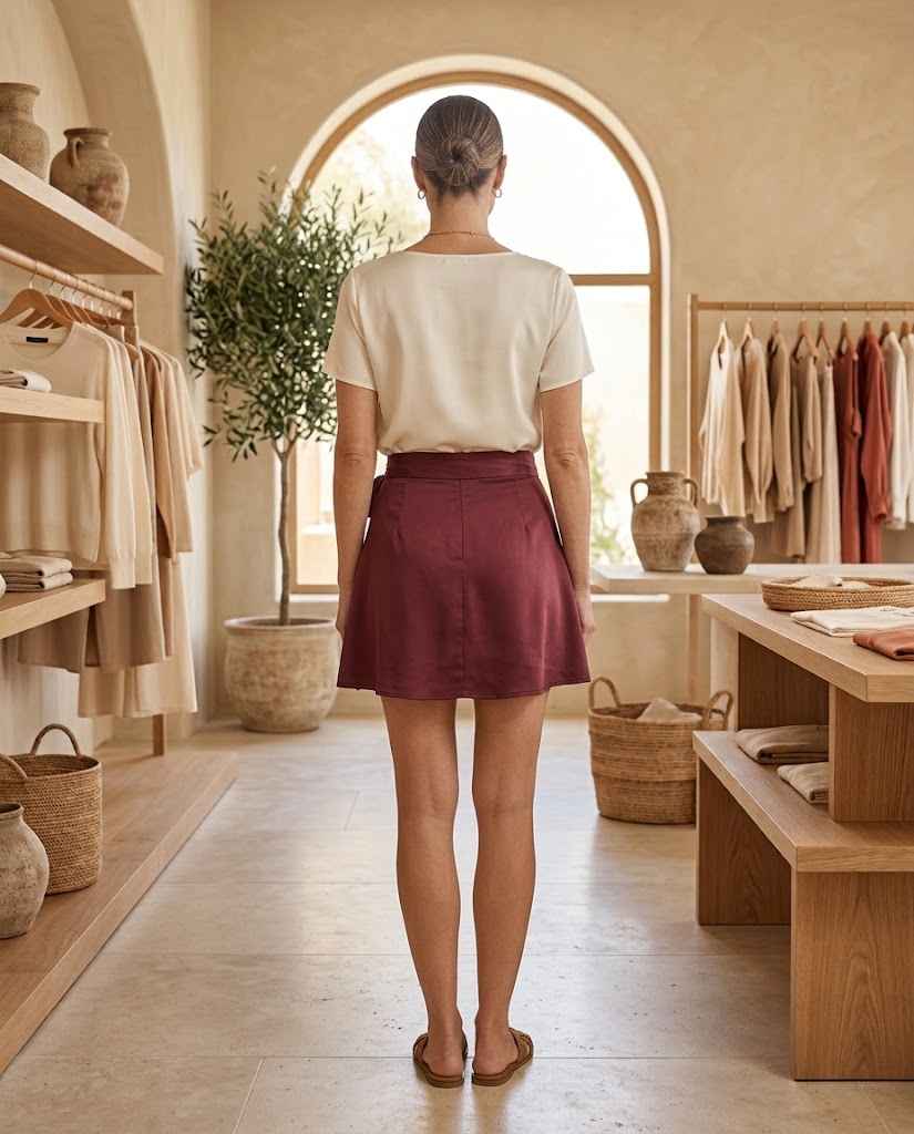 Women?s High-Waisted Satin Wrap Mini Skirt ? Tie Waist