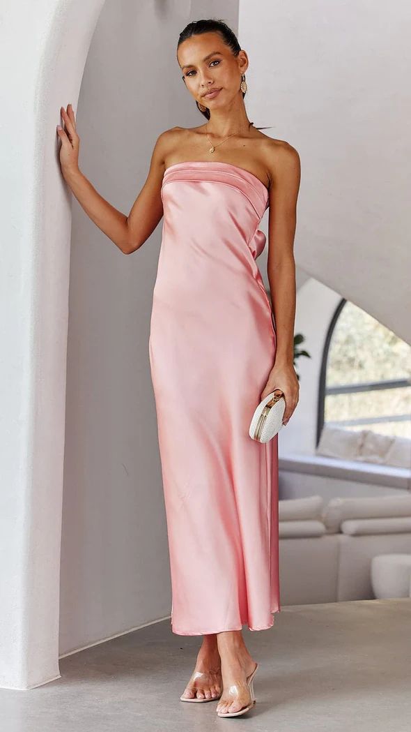 Smoge | Strapless Fitted Silhouette Midi Dress