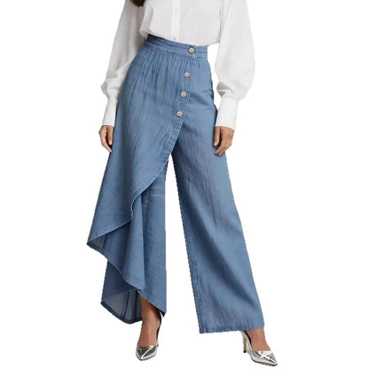 Stylish Women's High-Waisted Wide-Leg Jeans with Relaxed Fit