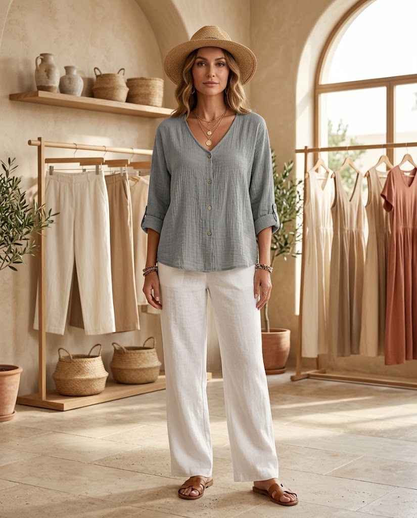 Pauline | Long Blouse with V-Neck