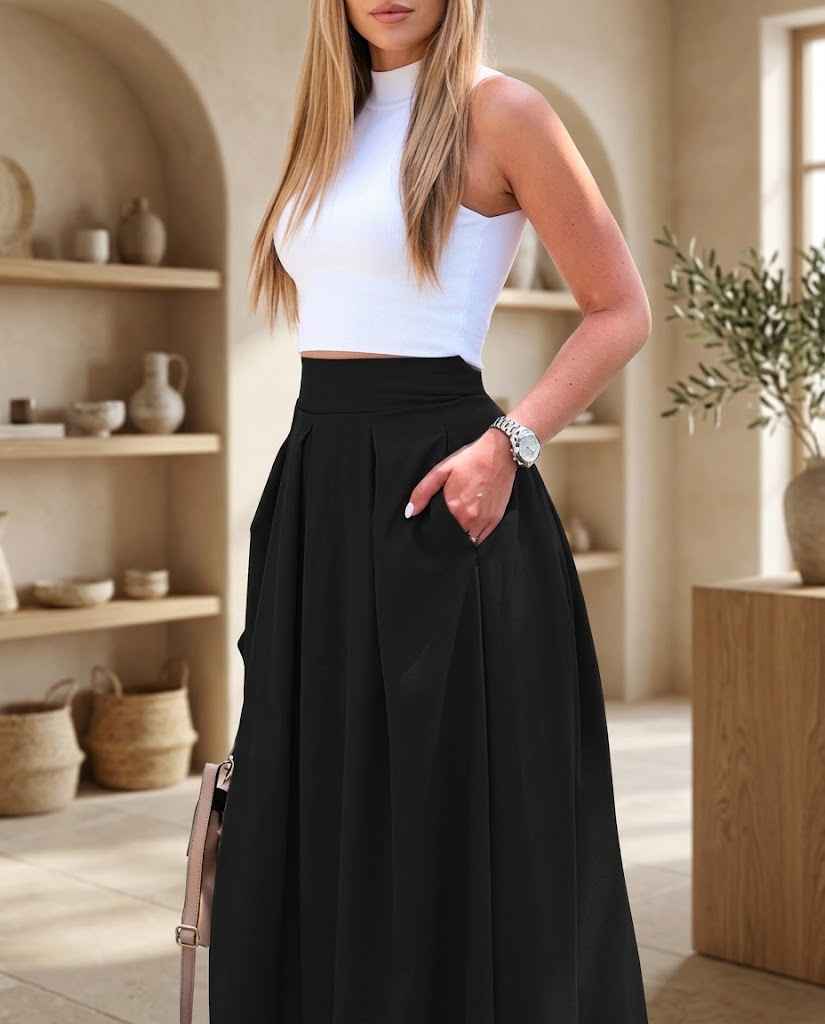 Isadora Women?s High-Waisted A-Line Maxi Skirt