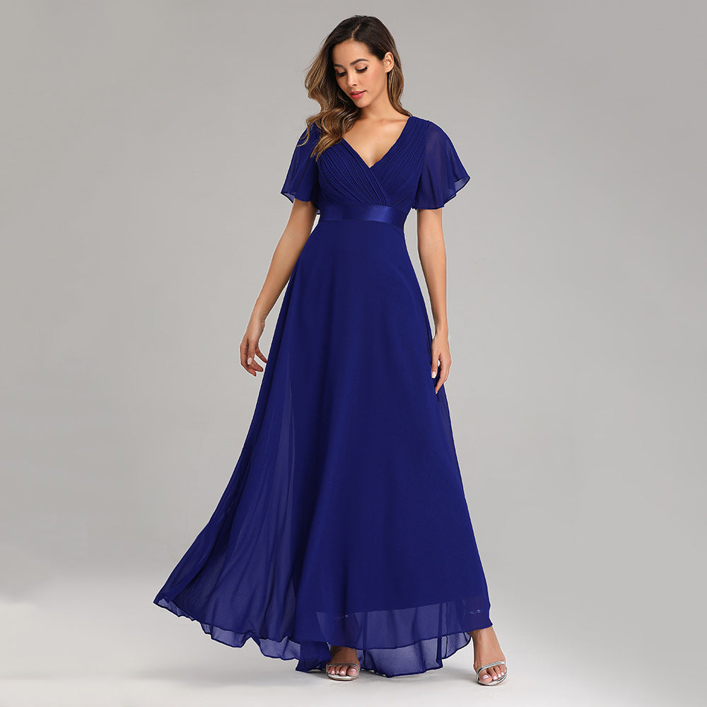 Orelia | Short Sleeve V Neck Flowing Maxi Dress