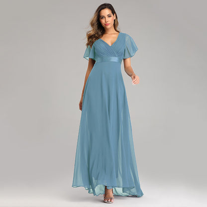 Orelia | Short Sleeve V Neck Flowing Maxi Dress