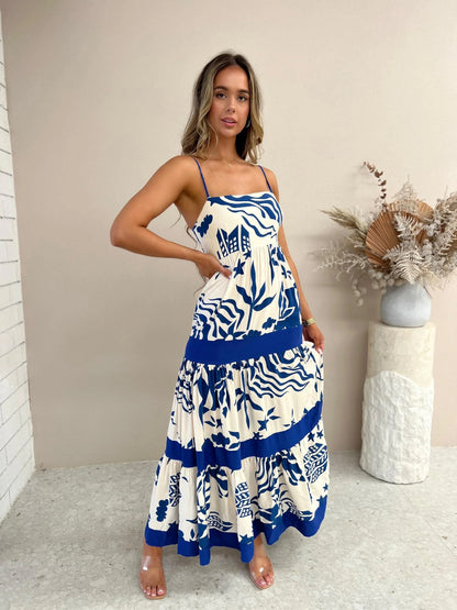 Lace Splicing Sleeveless Midi Dress