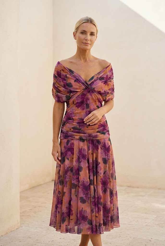 Calen | Off Shoulder Flow Midi Dress