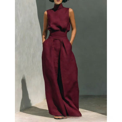 Maria | Complete With Tank Top And Wide-Leg Cotton And Linen Minimalist Outfit