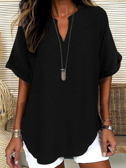 Xalina | Soft-Touch Notched-Neck Blouse