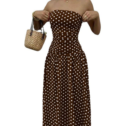 Sorien | Strapless Polka Dot Pattern Midi Dress