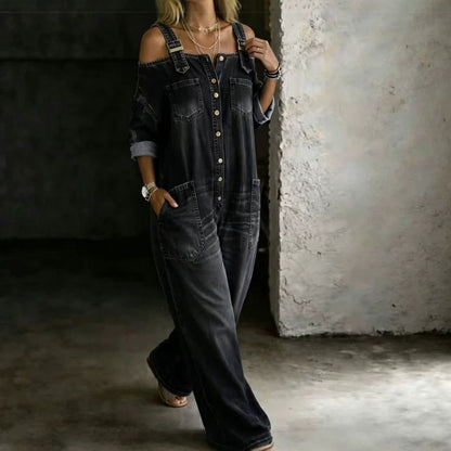 Sophia | Off Shoulder Denim Jumpsuit