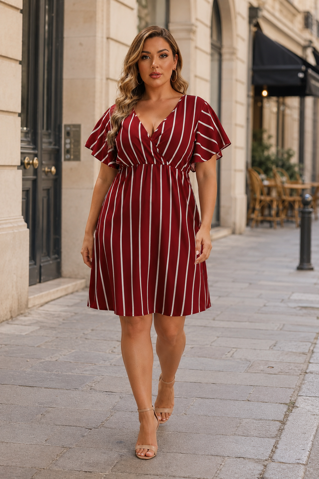 Ora | Airy Fit Patterned Midi Dress - Threadded