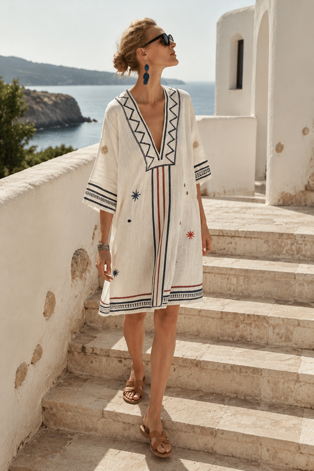 Lysandra | V Neck Half Sleeve Knee Length Dress - Threadded
