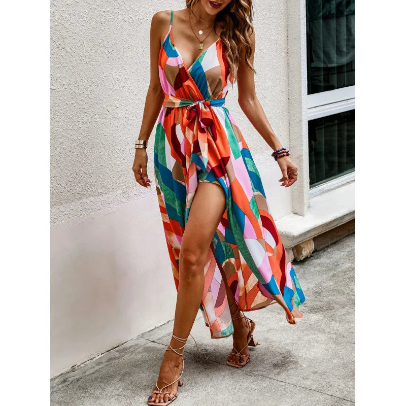 Elegant Floral V-Neck Midi Dress
