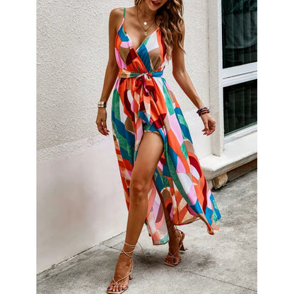 Elegant Floral V-Neck Midi Dress