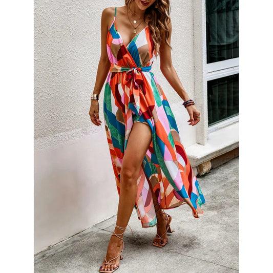 Elegant Floral V-Neck Midi Dress