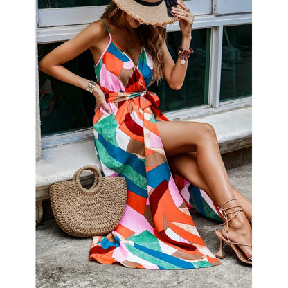 Elegant Floral V-Neck Midi Dress