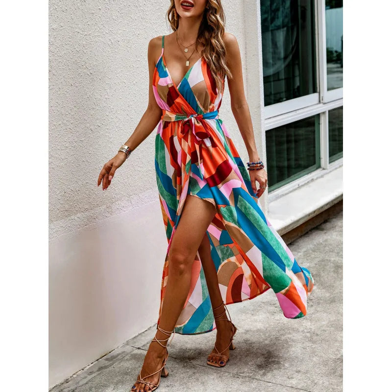 Elegant Floral V-Neck Midi Dress