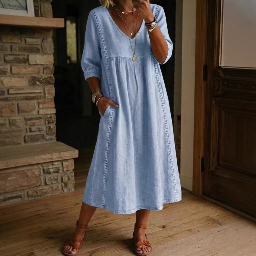 Clara | Peter Pan Collar Denim Dress