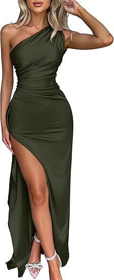 Aurette | One Shoulder Draped Bodice Midi Dress
