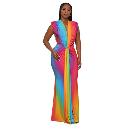 Zarela | Sleeveless Abstract Print Maxi Dress