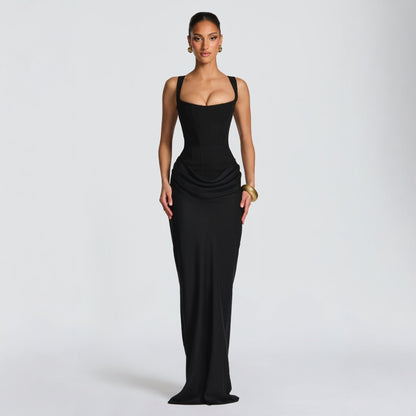 Sigler | Sleeveless Cowl Neck Fitted Maxi Dress