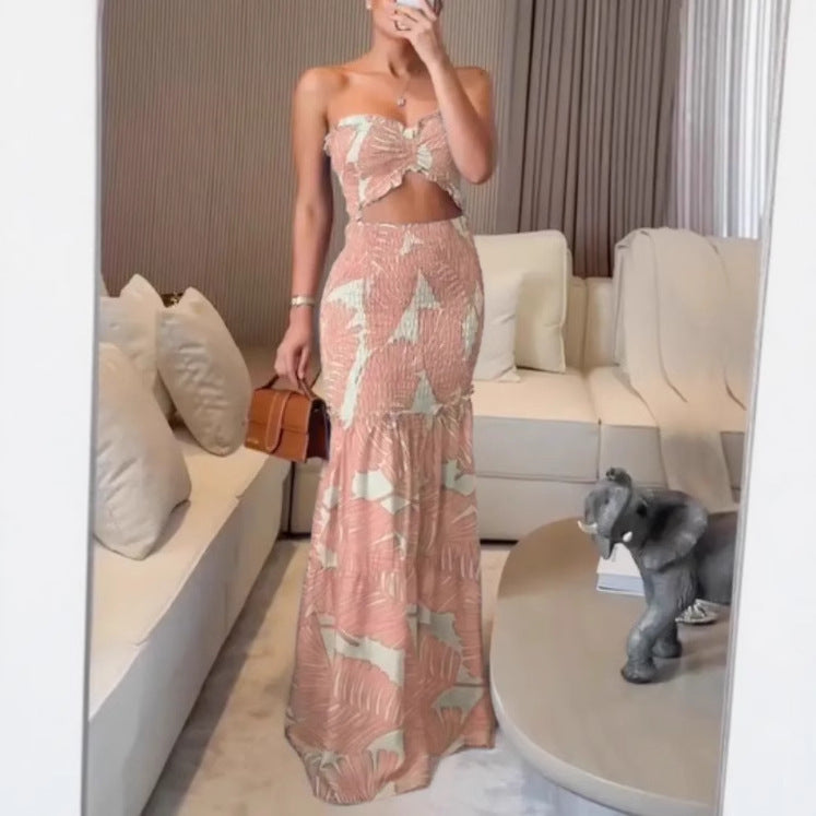 Azaria | Strapless Two Piece Printed Maxi Dress Set