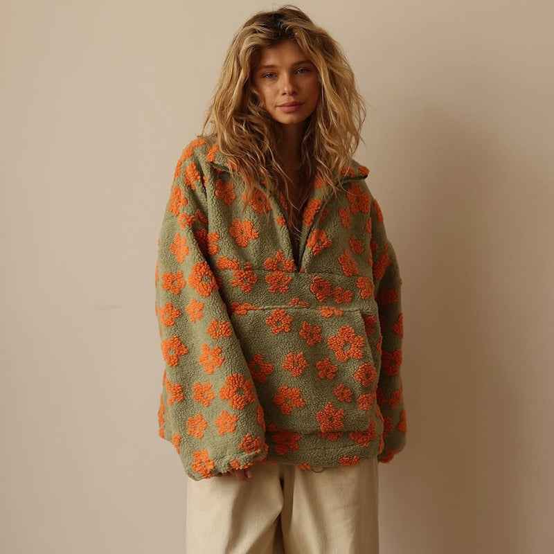 Daisy | Floral Fleece Half-Zip Pullover