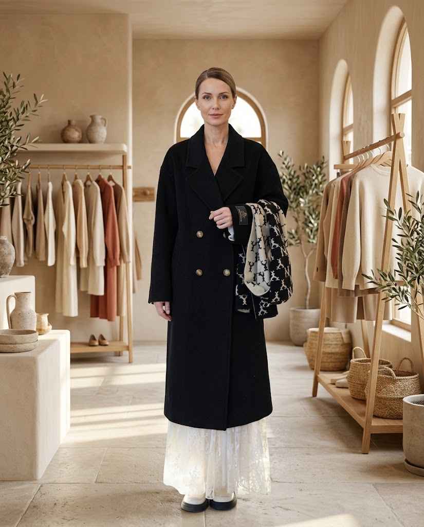 Women's Double-breasted Long Wool Coat