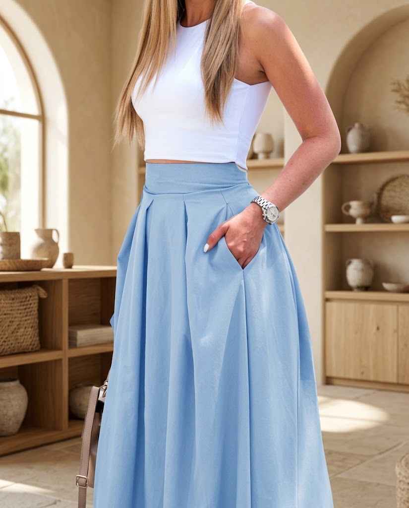 Isadora Women?s High-Waisted A-Line Maxi Skirt
