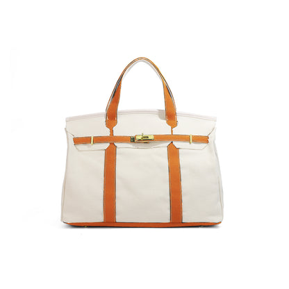 Casual Color Block Canvas Tote Bag