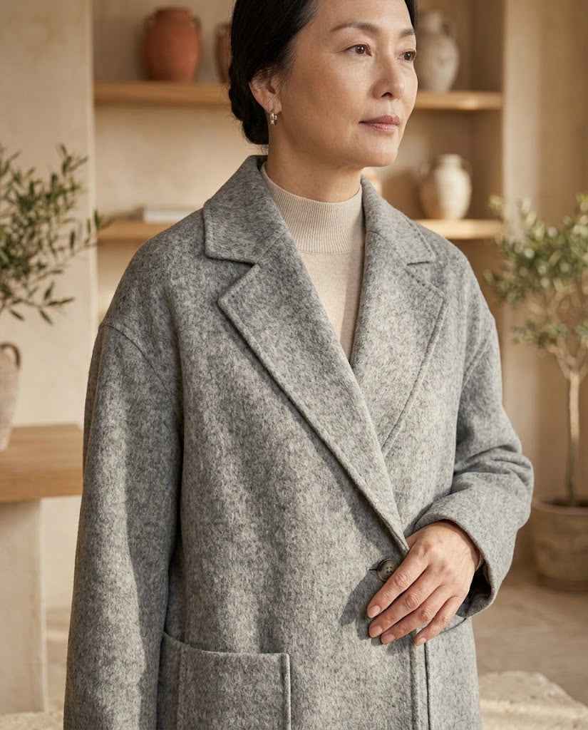 Women's Double-breasted Long Wool Coat