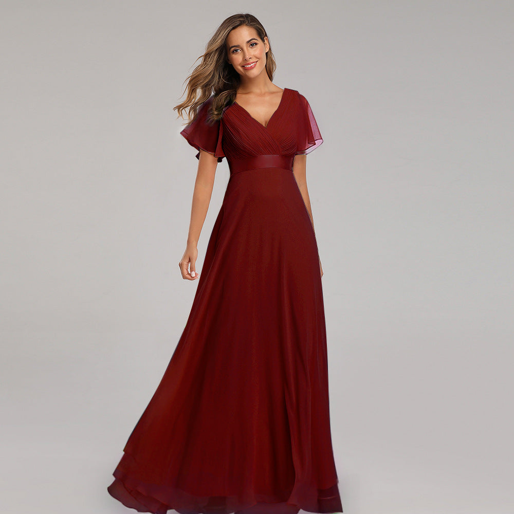 Orelia | Short Sleeve V Neck Flowing Maxi Dress