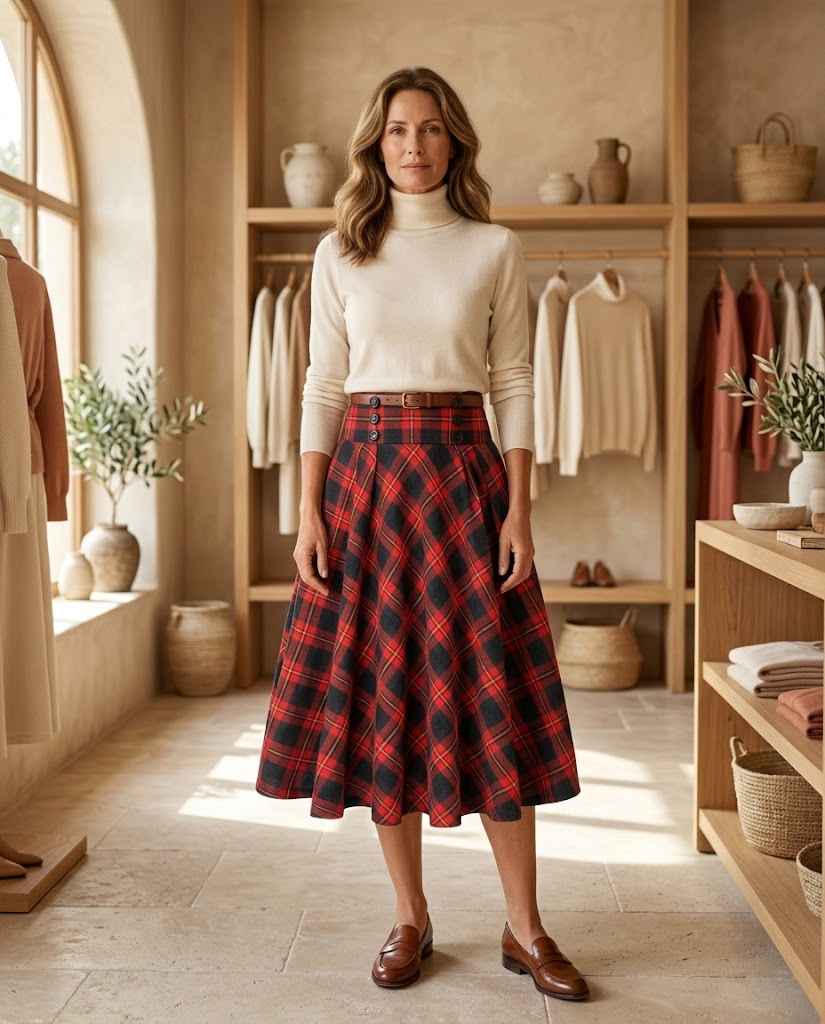 Vintage High Waist Pleated Full Swing Maxi Skirt