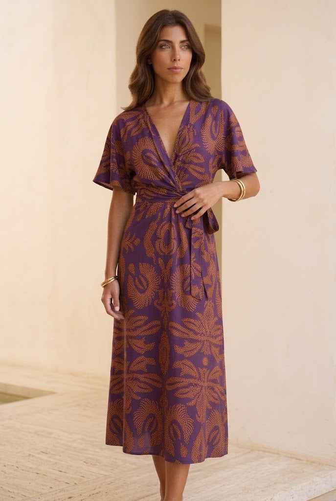 Lune | Natural Wrap Midi Dress