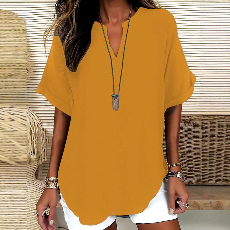 Xalina | Soft-Touch Notched-Neck Blouse